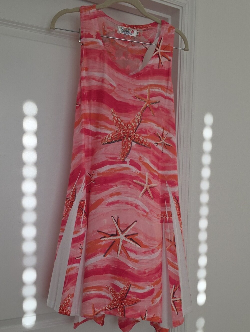 India Boutique Pink and Coral Starfish Sleeveless Dress With Sparkle Gems.
